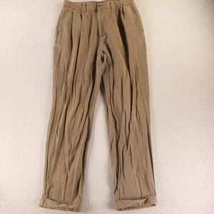 VTG Gap Pants Mens 31x32 Green 100% Cotton Relaxed Fit Pleated Cuffed Chino